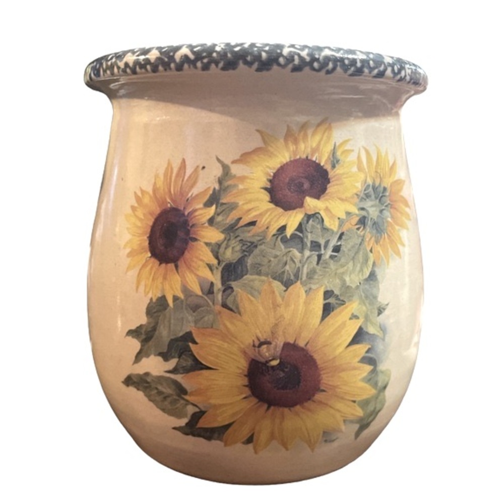 Casey Pottery Marshall, Texas Stoneware Sunflower 1998 Pot/Vase